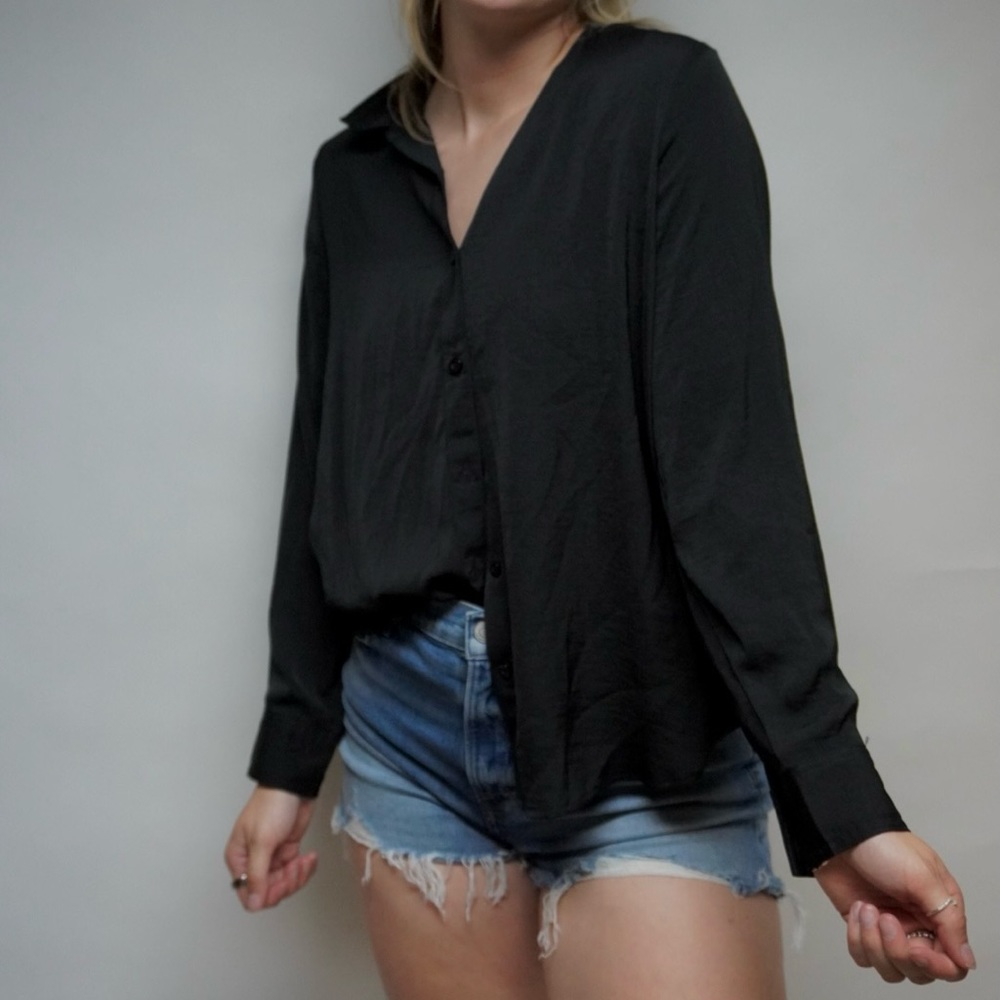 Calvin Klein button down satin top